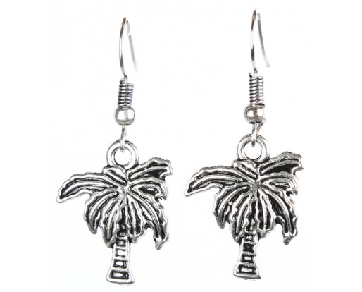 COCONUT PALM TREE Silver Oxidized Earrings Jhumka Jhumki Bali Imitation Indian Bollywood Ethnic Wedding Jewelry H44